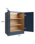 Midtown Blue Shaker 27" Full Height Door Vanity Base Cabinet