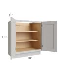 Midtown Light Grey Shaker 30" Full Height Door Vanity Base Cabinet