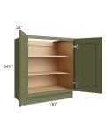 Midtown Hunter Green Shaker 30" Full Height Door Vanity Base Cabinet