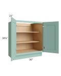Midtown Mint Green Shaker 30" Full Height Door Vanity Base Cabinet