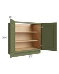 Midtown Hunter Green Shaker 33" Full Height Door Vanity Base Cabinet