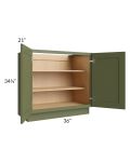 Midtown Hunter Green Shaker 36" Full Height Door Vanity Base Cabinet