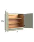 Midtown Pistachio Green Shaker 36" Full Height Door Vanity Base Cabinet