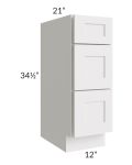 Midtown Cloud Shaker 12" Vanity 3-Drawer Base Cabinet