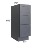 Midtown Indigo Shaker 12" Vanity 3-Drawer Base Cabinet