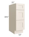 12" Vanity 3-Drawer Base Cabinet