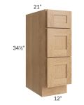 Midtown Timber Shaker 12" Vanity 3-Drawer Base Cabinet