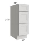 12" Vanity 3-Drawer Base Cabinet