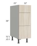 Milan Natural 12" Vanity 3-Drawer Base Cabinet