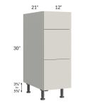 Milan Beige Matte 12" Vanity 3-Drawer Base Cabinet