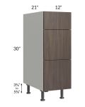 Milan Cafe 12" Vanity 3-Drawer Base Cabinet