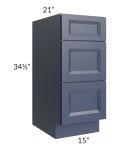 Bayville Blue 15" 3-Drawer Vanity Base Cabinet