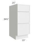 Township White 15" 3-Drawer Vanity Base Cabinet
