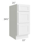 Stratus White 15" Vanity 3-Drawer Base Cabinet