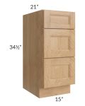 Tuscan Timber 15" Vanity 3-Drawer Base Cabinet