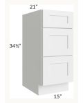 Midtown White Shaker 15" Vanity 3-Drawer Base Cabinet