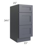 Midtown Indigo Shaker 15" Vanity 3-Drawer Base Cabinet