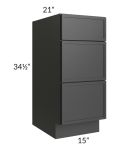 Vienna Black 15" Vanity 3-Drawer Base Cabinet