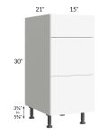 Milan White Matte 15" Vanity 3-Drawer Base Cabinet