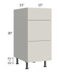 Milan Beige Matte 15" Vanity 3-Drawer Base Cabinet