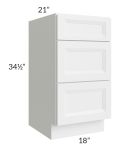 Bayville White 18" 3-Drawer Vanity Base Cabinet
