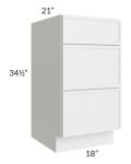 Township White 18" 3-Drawer Vanity Base Cabinet
