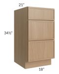 Township Rift Oak 18" 3-Drawer Vanity Base Cabinet