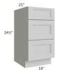 Tuscan Painted Grey 18" Vanity 3-Drawer Base Cabinet
