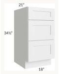 Midtown White Shaker 18" Vanity 3-Drawer Base Cabinet