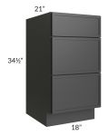 Vienna Black 18" Vanity 3-Drawer Base Cabinet
