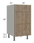 Milan Pecan 18" Vanity 3-Drawer Base Cabinet