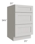 Midtown Light Grey Shaker 21" Vanity Drawer Base Cabinet