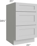 Midtown Painted Grey Shaker 21" Vanity Drawer Base Cabinet