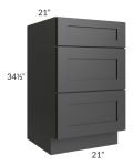 Midtown Black Shaker 21" Vanity Drawer Base Cabinet