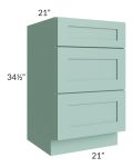 Midtown Sage Green Shaker 21" Vanity Drawer Base Cabinet