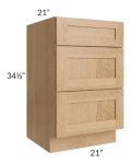 Midtown Timber Shaker 21" Vanity Drawer Base Cabinet