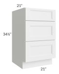 Union White 21" Vanity Drawer Base Cabinet