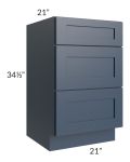 Midtown Blue Shaker 21" Vanity Drawer Base Cabinet