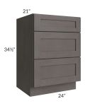 Midtown Dark Grey Shaker 24" Vanity Drawer Base Cabinet