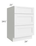 Union White 24" Vanity Drawer Base Cabinet