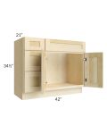Unfinished Shaker 42" Vanity Sink Base Cabinet (Drawers on Left)