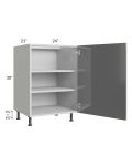 Milan Grey Gloss 24" Full Height Door Vanity Sink Base Cabinet (1 door)