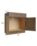 Midtown Mocha Shaker 33" Vanity Sink Base Cabinet