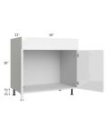 Milan White Gloss 36" Vanity Sink Base Cabinet