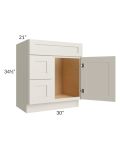 Asheville Cloud Shaker 30" Vanity Sink Base Cabinet (Drawers on Left)