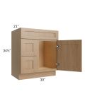 Asheville Rift Oak Shaker 30" Vanity Sink Base Cabinet (Drawers on Left)