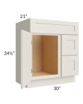 Asheville Cloud Shaker 30" Vanity Sink Base Cabinet (Drawers on Right)