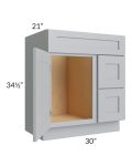 Asheville Grey Shaker 30" Vanity Sink Base Cabinet (Drawers on Right)