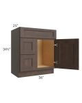 Tuscan Kona Brown 30" Vanity Sink and Drawer Combo (Drawers on Left)