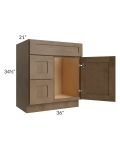 Midtown Mocha Shaker 30" Vanity Sink and Drawer Combo (Drawers on Left)